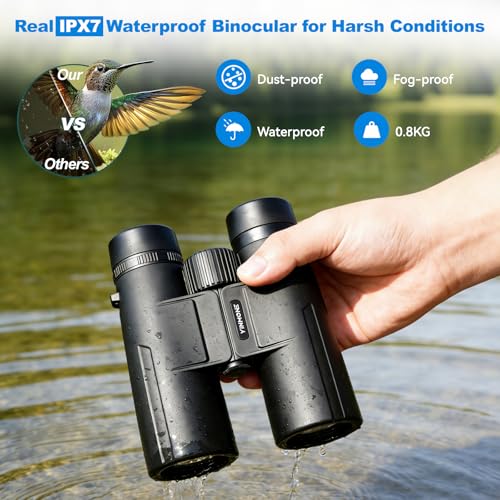 HD 12x42 Waterproof Binoculars Adult High Power BAK4 FMC Lens&Phone Adapter