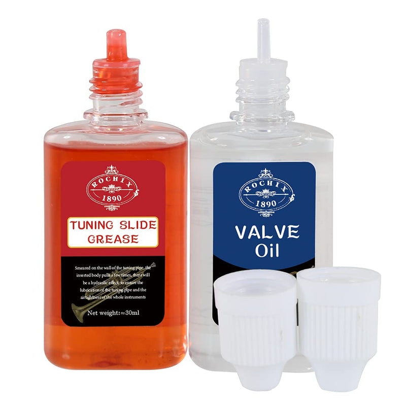Rochix Synthetic Valve Oil & Tuning Slide Grease for Trumpet,Trombone,French Horn,Tuba,Euphonium and Other Brass Instruments 2 in 1