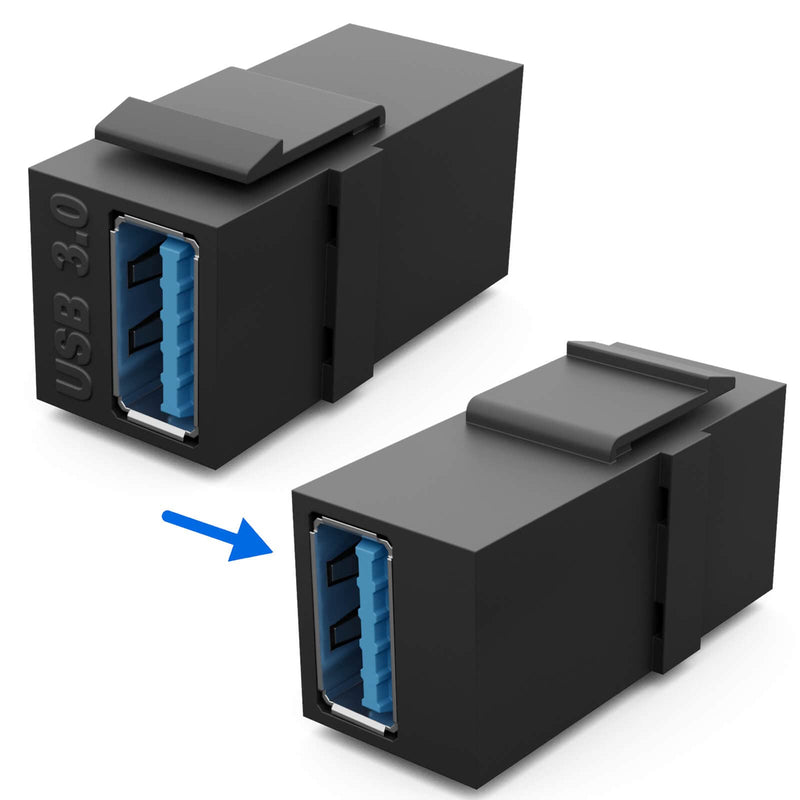HB-DIGITAL Keystone Module with USB 3.0 Female Multimedia Keystone for Patch Panel Network Socket Keystone Holder Connector Adapter Coupling Plug & Play Black
