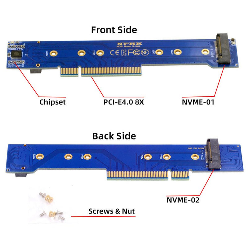 Low Profile Dual 2X NVME M.2 SSD to PCIE Express Gen4 X8 X16 Raid Card VROC Raid0 Hyper Adapter Black 2 NVME to PCI-E Low Profile