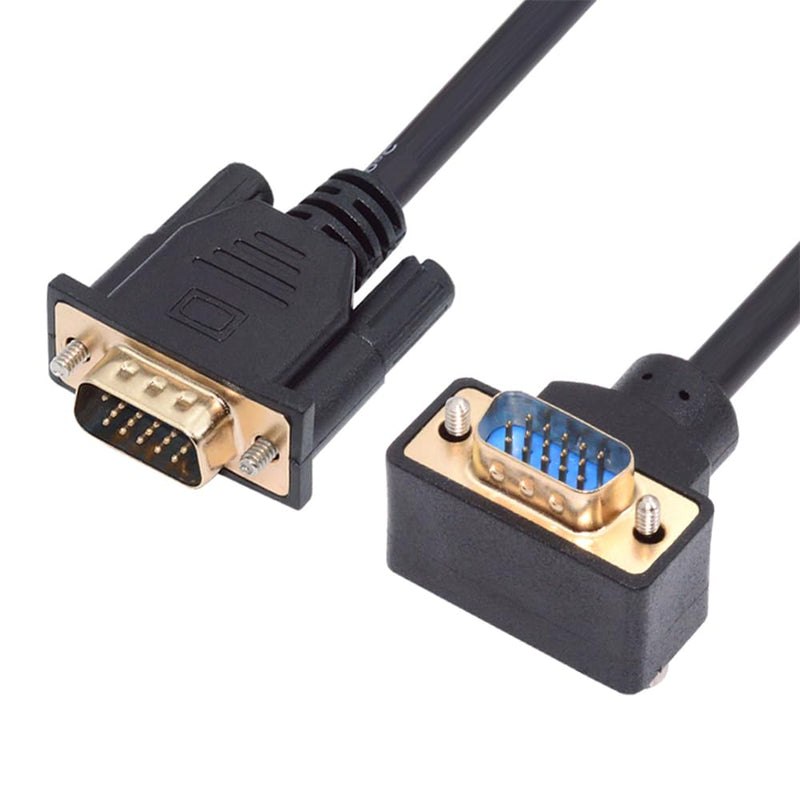 cablecc VGA RGB Male to Straight Male Extension Cable 3COAX+6C Up Angled 90 Degree for Monitor Projector Computer