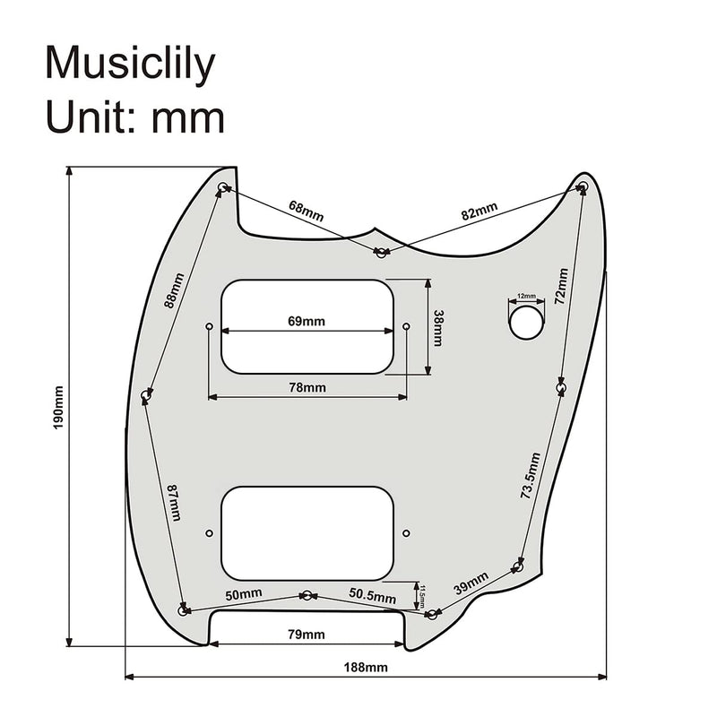 [AUSTRALIA] - Musiclily Pro 9 Holes Round Corner HH Guitar Pickguard 2 Humbuckers for Squier Bullet Series Mustang Electric Guitar, 4Ply White Pearl 