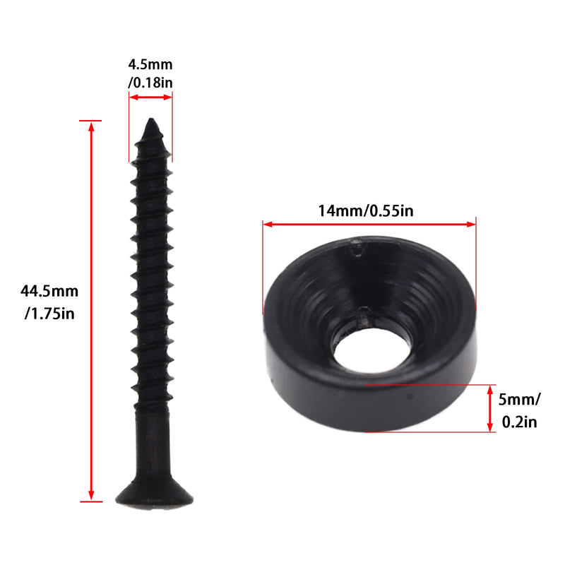 Black Guitar Neck Joint Bushings and Bolts, 8pcs Metal Guitar Neck Ferrules with Screws, Guitar Neck Replacement Parts Compatible with Electric Guitar or Bass black