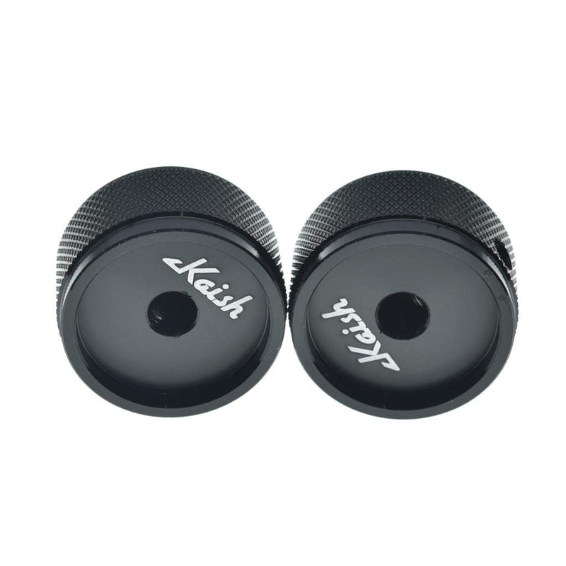KAISH 2-Pack 1-3/16"(30mm) Diam. Aluminium Potentiometer Knobs 1/4" Universal Metal Pot Knobs with Indicator and Set Screw for AMP Amplifier/Power Amplifier/Preamps Black with Knurl Design