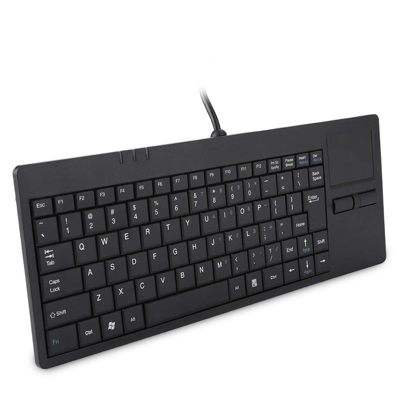 MC-818 82 Keys USB Keyboard Wired Keyboard Built-in Touchpad USB HUB Port Mechanical Button Structure Ergonomic Keyboard Mute Ultra-Thin Keyboard for Notebook/Desk, Black
