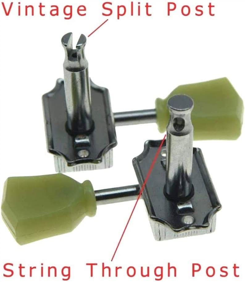 Wilkinson Nickel with Vintage Button 3x3 Deluxe Vintage Tuners Guitar Tuning Keys Machine Heads with Plastic Keystone Buttons for Les Paul/SG/ES, (K1948)