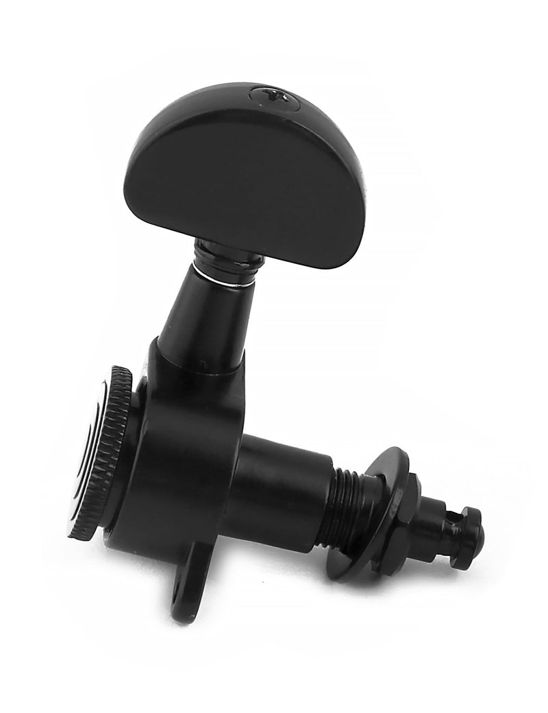 Locking Guitar String Tuning Pegs Sealed Machine Heads Tuners Tuning Keys 6 In Line for Right Handed Electric Guitar or Acoustic Guitar Half Round Head Black.