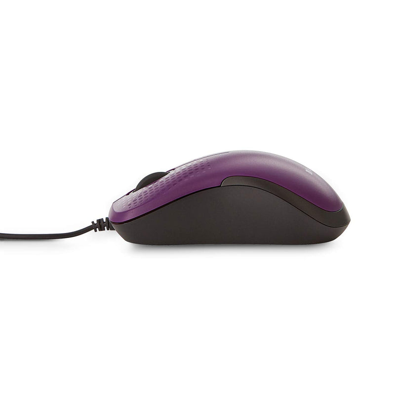 Verbatim USB Silent Corded Optical Mouse - Computer Wired Noiseless and Silent Click Mouse for Mac and PC- Purple