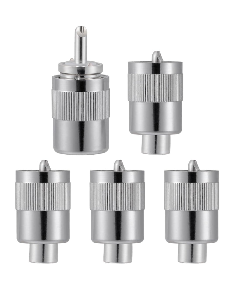 Vecys 5pcs PL259 UHF Male Connector 50 Ohm PL259 Male Plug Crimp RF Coaxial Plug Adapter for RG58 LMR195 RG142 RG400 Low Loss Coaxial Cable PL259 for RG58/RG400