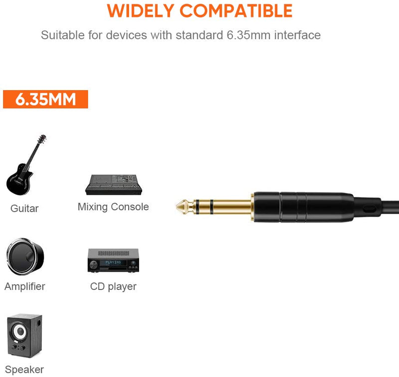 CableCreation 1/4’’ TRS Cable, [2-Pack 6FT] 1/4 Inch to 1/4 Inch 6.35mm Balanced Stereo Audio Cable for Studio Monitors,Mixer,Yamaha Speaker/Receiver,Black 6 Feet 2