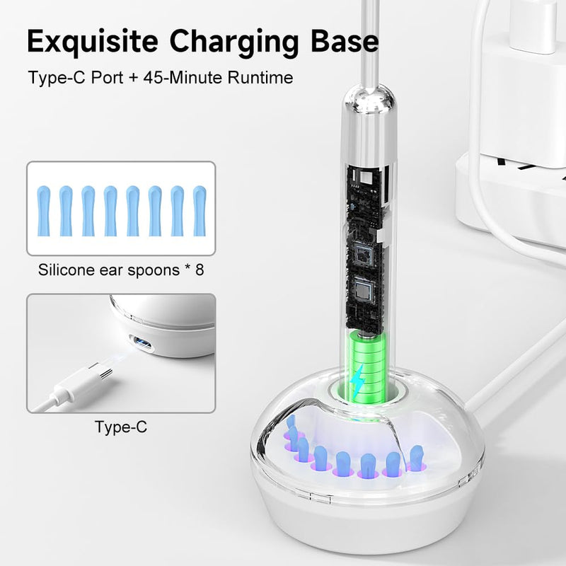 Ear Wax Remover Otoscope, 1080P WiFi Ear Cleaner with UV-C Charging Station, IP67 Waterproof Otoscope Ear with 6 LEDs for iOS and Android Smartphones Digital Ear Scoop with Camera