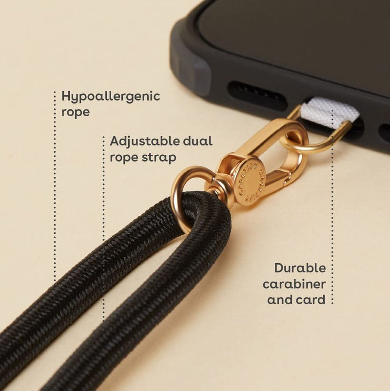 CASETiFY Rope Phone Strap with Card - Black (Gold)