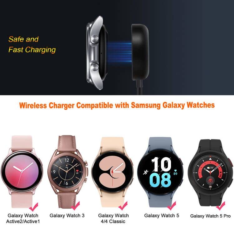 Compatible with Samsung Galaxy Watch 6/6 Classic/ 5/5 Pro/4/4 Classic/3/Active 2/Active,1-Pack Replacement USB Wireless Charging Cable Dock Stand for Galaxy Watch Accessories 1 PACK Charger