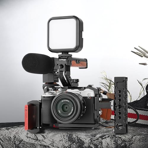 LEFTFOTO Camera Cage for Sony A7C II / A7CR,Camera Protection Frame Rig with Arca Base, Compatibility with DJI RS Stabilizer- for Vlog Video Shooting, black