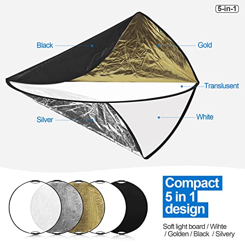 WELLMAKING 43'' Reflector Photography with Tilt Adapter for Studio Outdoor 43 Inch (110cm)
