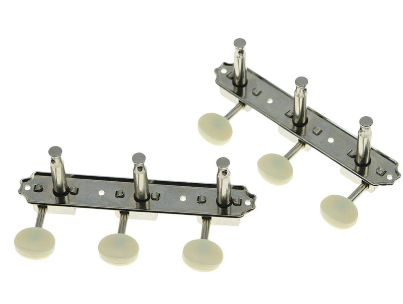 [AUSTRALIA] - KAISH Nickel w/Aged White 3 per side 3x3 on a Plate Vintage Guitar Tuning Keys Tuners 3L3R Nickel with Ivory Button 