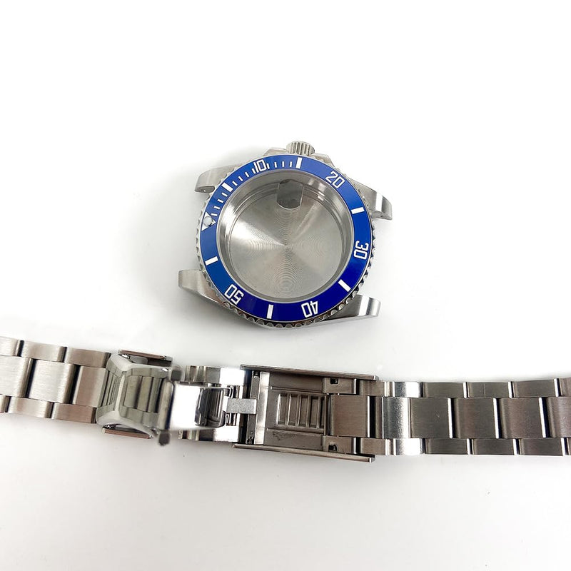Watch Case with Band for Seiko NH35, Blue Bezel Diver Style Case Set, 904L Stainless Steel & Sapphire Crystal‌