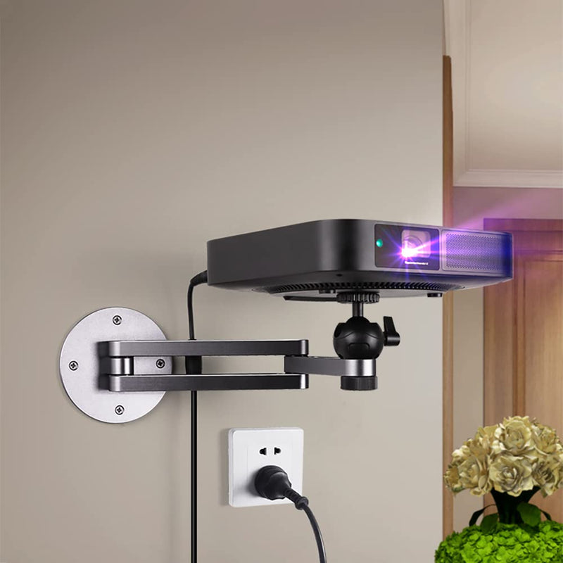 Foldable Projector Wall Mount Universal Adjustable Ceiling Wall Projector Mount Stand Aluminum Alloy Projectors Bracket (Wall Mount)