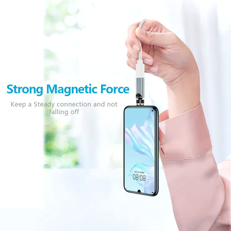 USB C Magentic Adapter 540 Degree Rotation 3 in 1 QC 3.0 Fast Charging Max Support 3A, Silver 1pack-silver usb c magnetic adapter