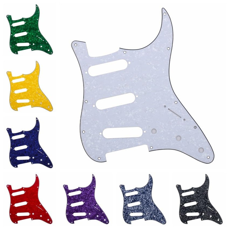 Green White Shell SSS 11 Holes Strat Electric Guitar Pickguard Scratch Plate For USA/Mexico Stratocaster Modern Style Guitar Parts Green White Shell