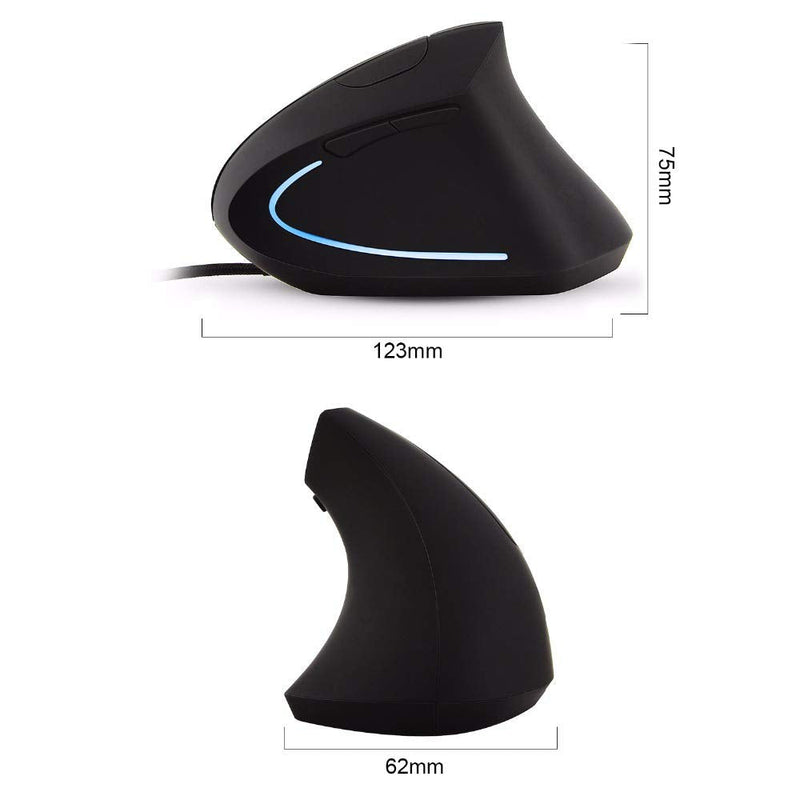 Ai5G Wired Vertical Mouse Adjustable DPI Laptop Desktop Computer Mouse Optical Mice (for Right Hand) for Right Hand