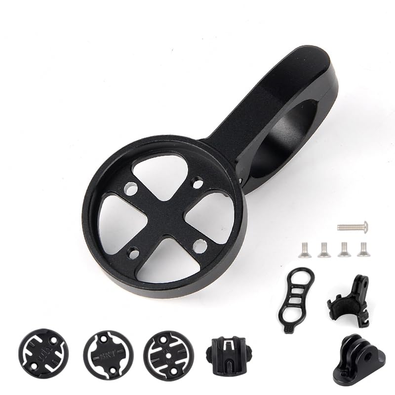 GPS Computer Mount for Aero Bars, TT Bars, or Tri Bars for Road and Triathlon Bikes Compatible with Garmin, Wahoo, CatEye, and Bryton with GoPro Action Camera and Bike Light Attachment
