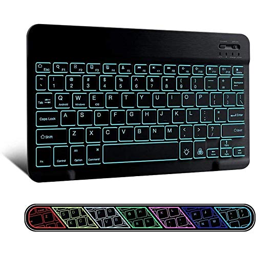 BoxWave Keyboard Compatible with Samsung Galaxy Tab A7 (7.0 in) - SlimKeys Bluetooth Keyboard - with Backlight, Portable Keyboard w/Convenient Back Light - Jet Black