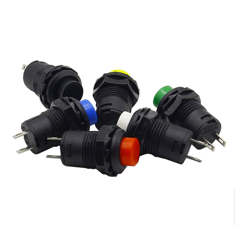 2 x Push Button Round Button 12 mm DIY AC 1.5 A/230 V 12 V Non-Momentary Button Switch Black