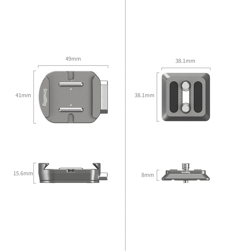 SmallRig HawkLock H38 Quick Release Mount Plate for Arca-Swiss, QR-Slide Camera Mount Plate for Arca with Two 1/4"-20 Screw, Silicone Pad and 1/4"-20 Threaded Hole for Manfrotto Plate or Tripod - 4486