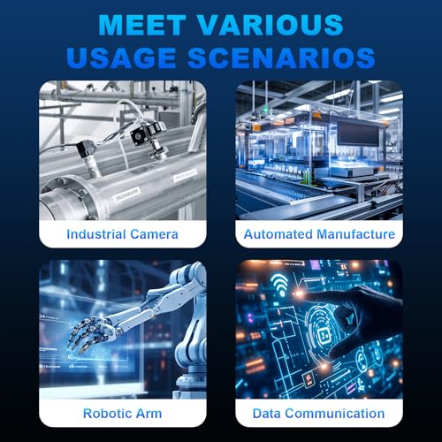 16.4FT M12 8 Pin X Code Male to RJ45 Industrial Ethernet Cable High Flexible Shielded Ethernet Cable for Industrial Camera 5M 16.4 Feet