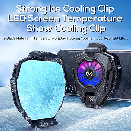 NEVEIKA Phone Cooler, Cellphone Radiator with Dual Semi-Conductor Cooling Chip, Mobile Phones with a Width of 6 to 8 cm for Tiktok Live Streaming, Outdoor Vlog, Mobile Gaming. (Digital Display) Digital display
