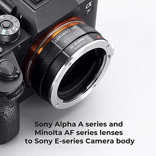 K&F Concept IV PRO MAF-NEX Lens Mount Adapter Manual Focus Compatible with Minolta AF/Sony Alpha A Series Lens to Sony-E NEX Mount Camera Body with Matting Varnish Design