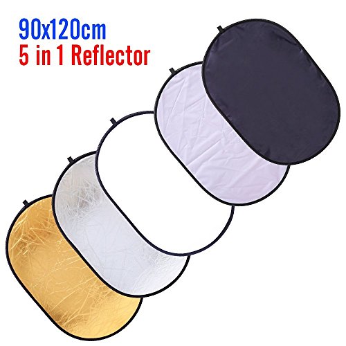 5 in 1 Portable 35"x47"/ 90x120cm Oval Collapsible Multi Disc Photography Studio Photo Camera Lighting Reflector/Diffuser Kit with Carrying Case, Great for Photo Shoots and Taking Pictures in Accurate