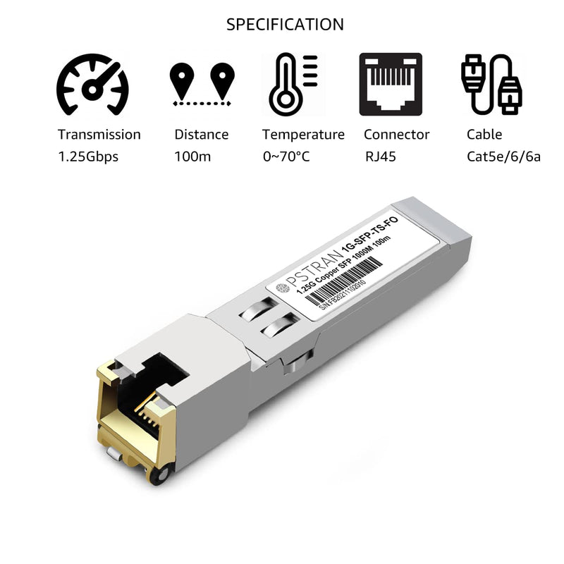 1000BASE-T SFP RJ45 Copper Transceiver Module Compatible with Fortinet FS-TRAN-GC FG-TRAN-GC FR-TRAN-GC 100m Cat5e/6 1000BASE-T: 100m for Fortinet 1