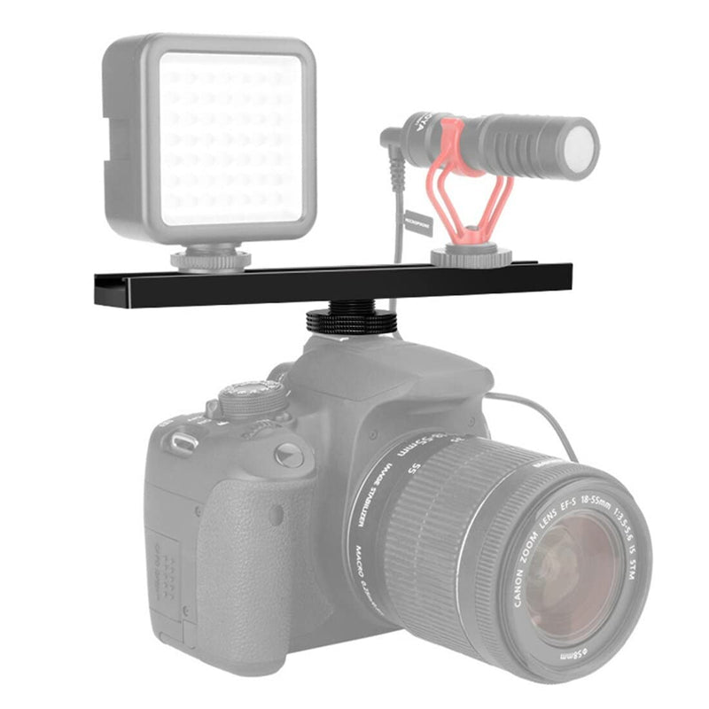 [AUSTRALIA] - BGNing Dual Cold Shoe Extension Bar, Cold Shoe Splitter, 18cm Extension Rail Bracket Bar 1/4" Screw Cold Shoe Mount for Flash Speedlite Video Light Microphone 