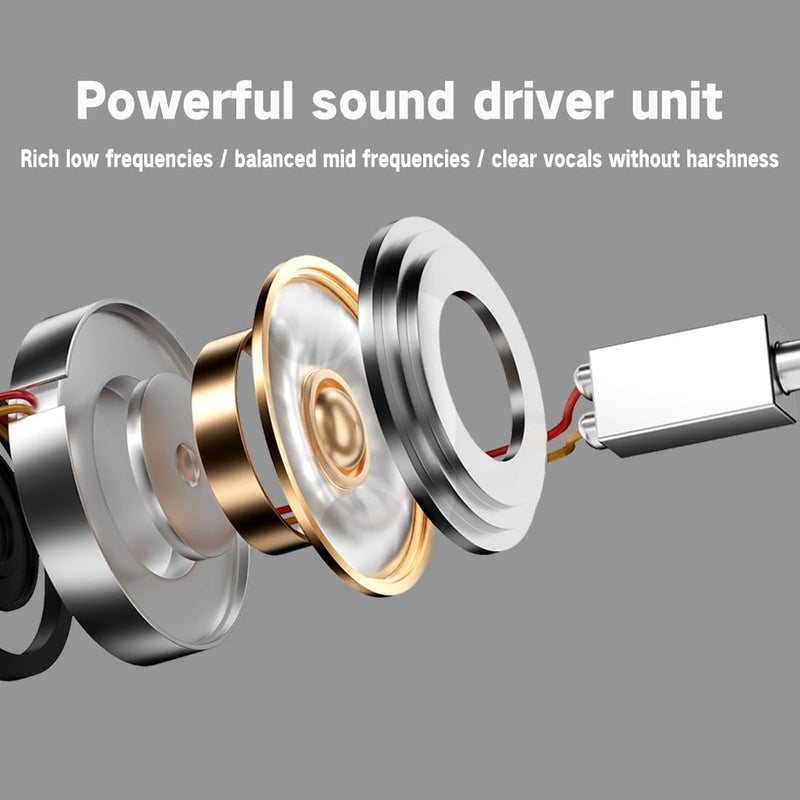 Type C Wired Earbuds with Noise-Canceling Immersive Bass Headphones In Ear | Dynamic and Balanced Armature Subwoofer Call Mic Noise Reduction USB C Wired Earphones,Volume control,Stereo HD Audio