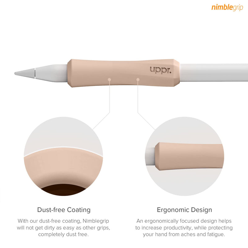 UPPERCASE NimbleGrip Premium Silicone Ergonomic Grip Holder, Compatible with Apple Pencil and Apple Pencil 2 (1 Pack, Beige) 1 Pack