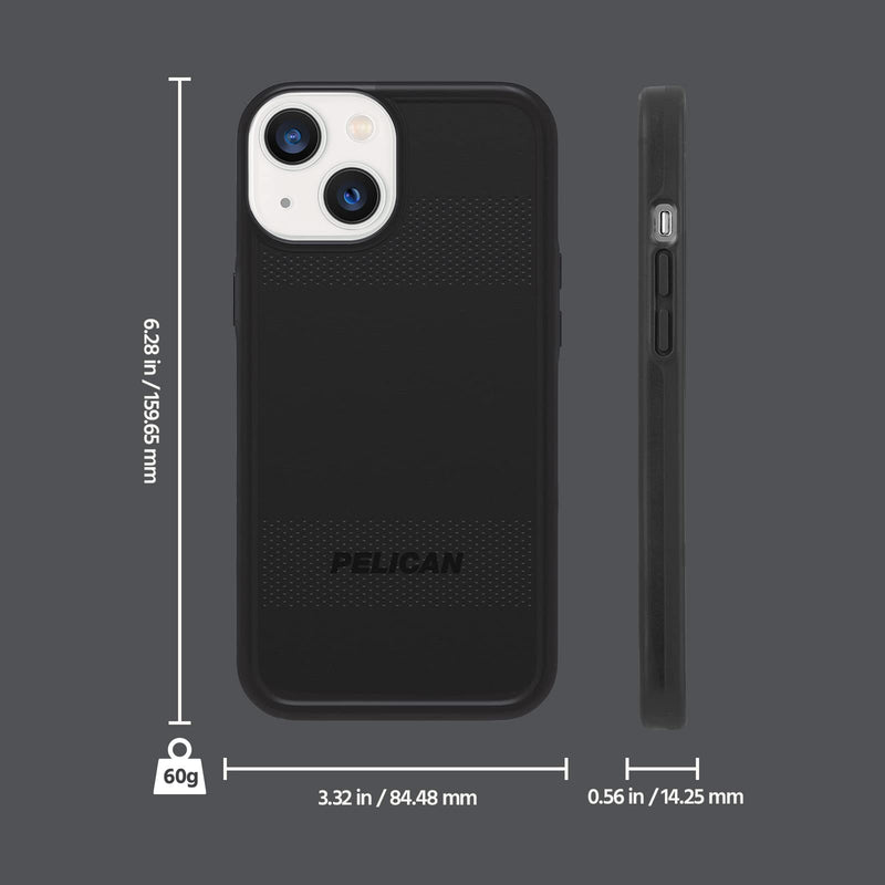 Pelican Protector Series - iPhone 13 Case 6.1" [Compatible with MagSafe] Magnetic Phone Case w/Anti-Scratch Technology [15ft MIL-Grade Drop Protection] Rugged, Heavy Duty Cover for iPhone 13 - Black Protector Black