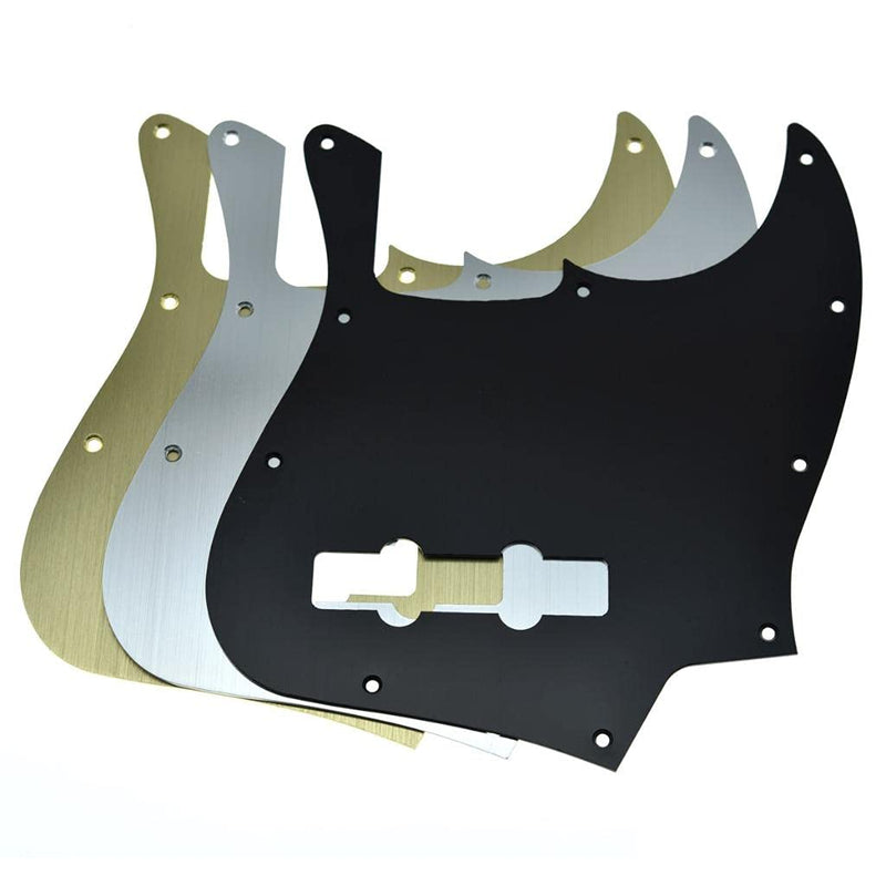 KAISH 10-Hole Metal Anodized Aluminium J Bass Style Pick Guard Modern Style Bass Pickguard for USA/Mexico Jazz J Bass Gold Gold-1