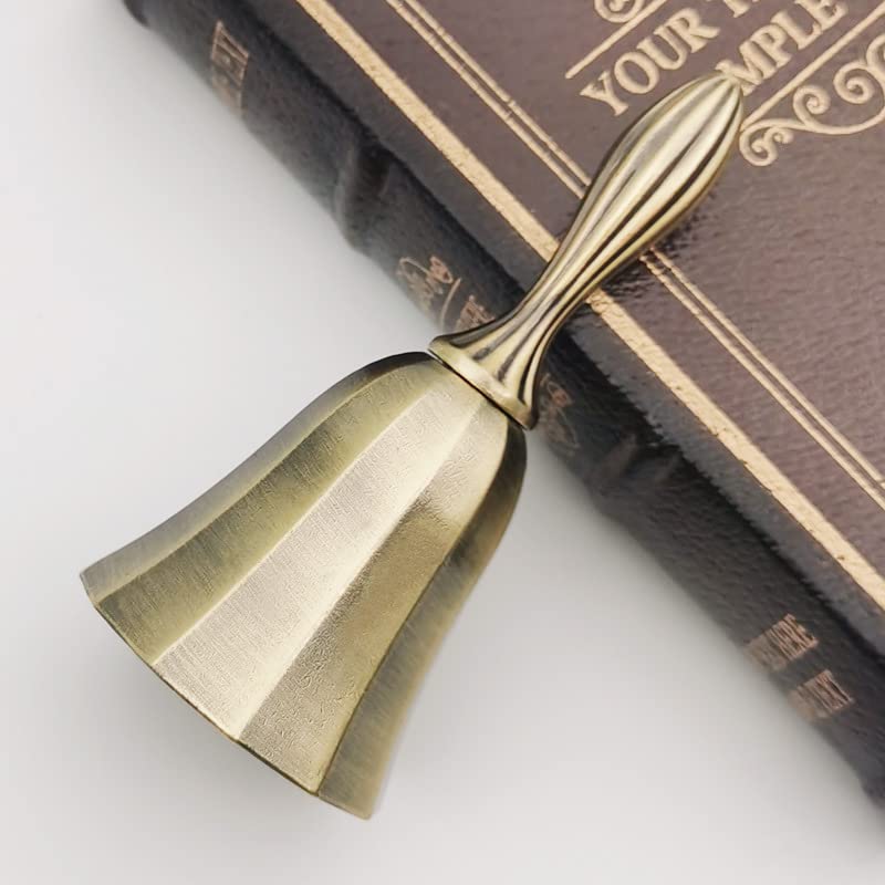 Super Loud Solid Brass Hand Call Bell for Ringing at Wedding, Hand Bells for Seniors Bedside, Teacher Classroom Bell, Dinner Bell, Tibetan Bells, Meditation Bell, Gift for Bedridden Kids Mom