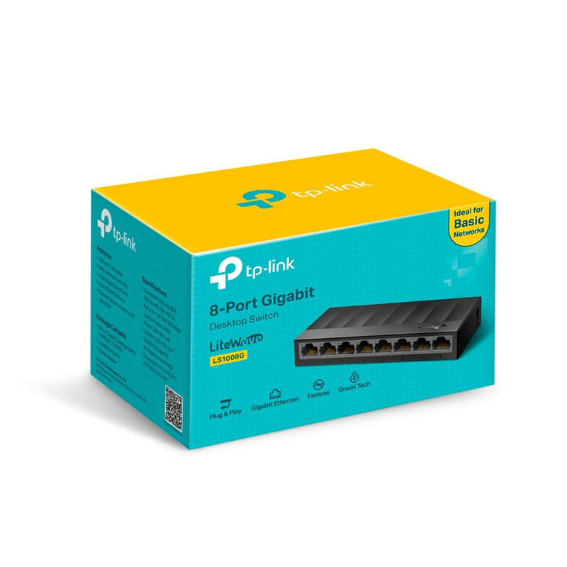 TP-Link LS1008G, Litewave 8 Port Gigabit Unmanaged Switch | Desktop Ethernet Splitter, Plastic Case, Unshielded Network Switch, Plug & Play, Fanless Quiet 8 Port, Litewave