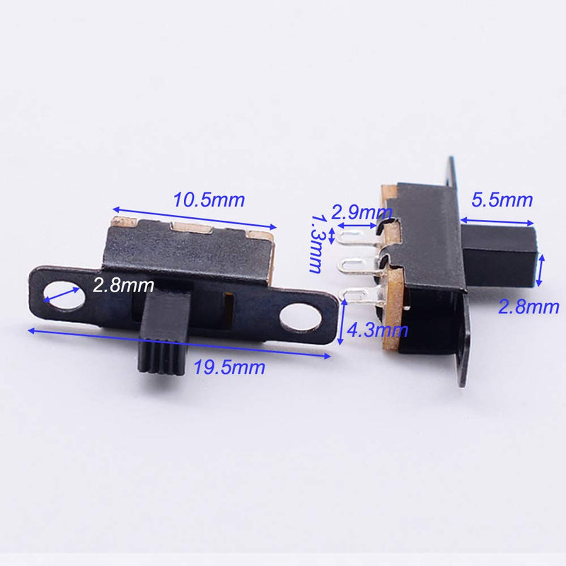 Gebildet Mini Toggle Switch SPDT Slide Switch 0.5 A 50 V DC 3 Pin 2 Positions Panel Slide Switch ON/ON Micro Miniature Locking SS-12F15 Pack of 50 E1114