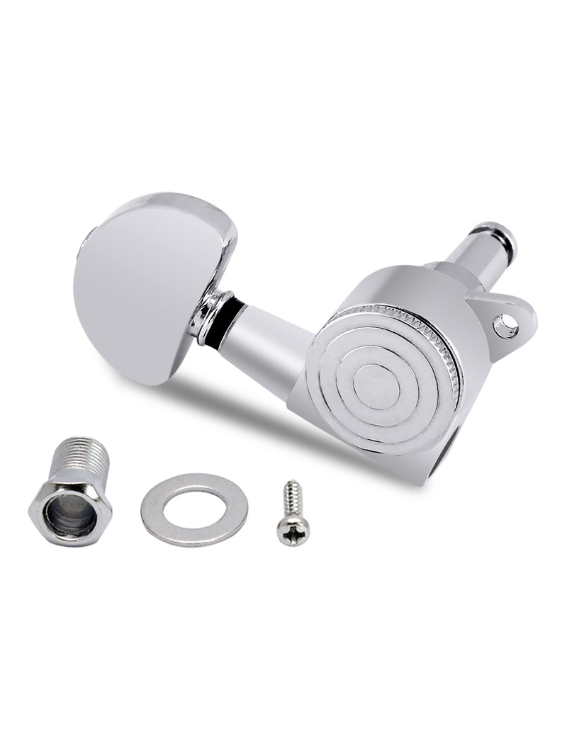 Metallor Locking Guitar String Tuning Pegs Tuning Keys Machine Heads Tuners 1:18 Gear Ratio 6 In Line for Right Handed Electric Guitar or Acoustic Guitar Parts Accessories Half Round Head Chrome.