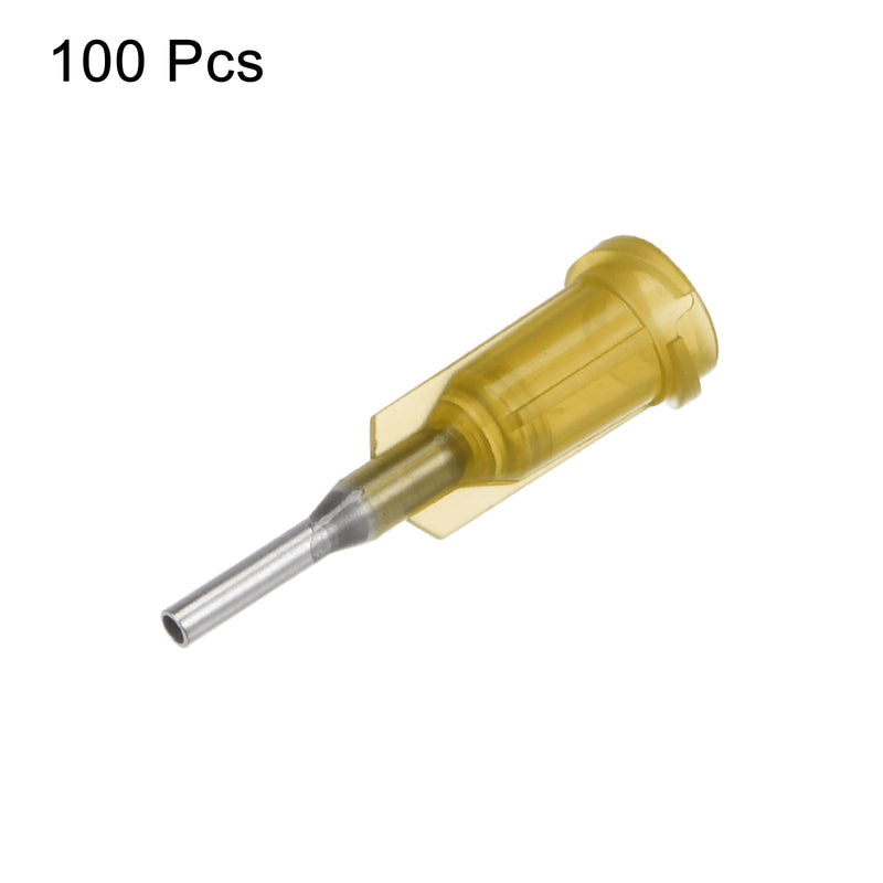 QUARKZMAN Industrial Blunt Tip Cannula 17G 1/4 Inch Length with Luer Lock Screw Connection, Dispensing Cannula for Liquid Glue Gun, Pack of 100 (Yellow) 17G 1/4" yellow