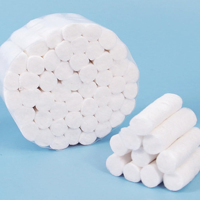 Sarini Pack of 100 Cotton Rolls - Non-Sterile Dental Gauze Cotton Rolls, Medium Nose Adapter, Cotton Ball Rolls for Dental Use and Personal Care