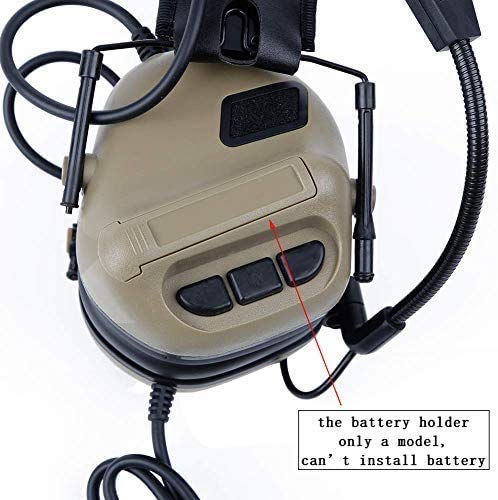 ATAIRSOFT Tactical Headset Wargame Hunting Headphone for Military Walkie Talkie Without Noise Cancellation Function Tan
