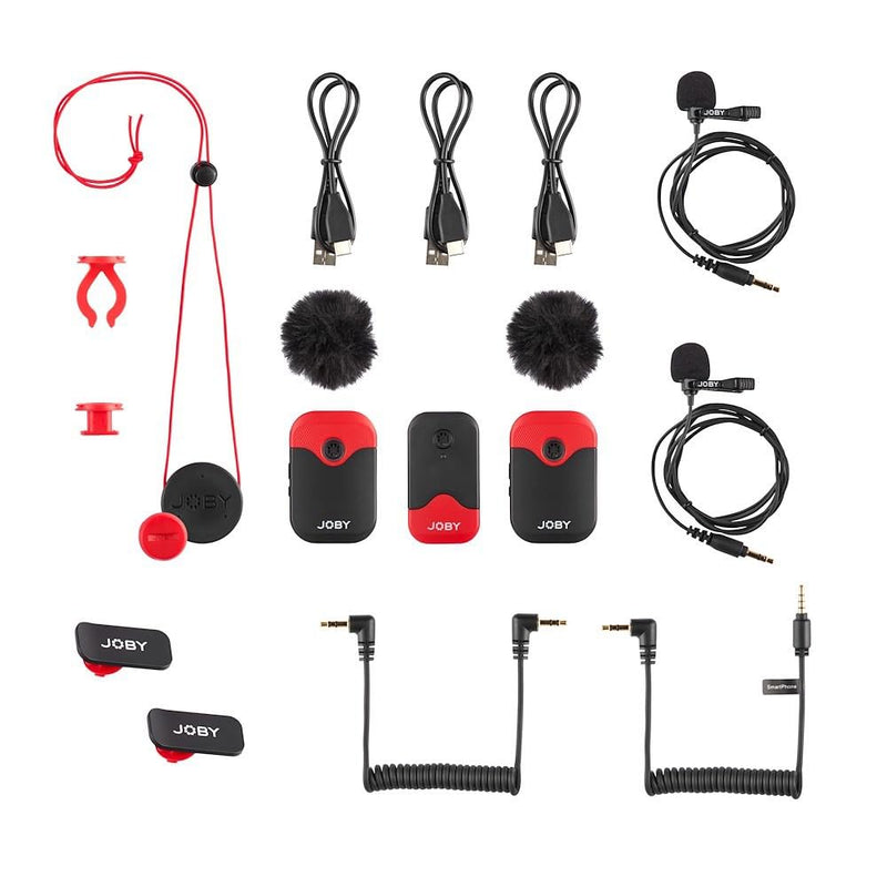 Joby Wavo Air 2.4Ghz Wireless Microphone System with Two Transmitters Designed Mounting System, Vlogging, Filmmaking, Interview, Smartphone, Camera