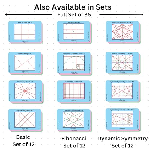 Fibonacci Directors Viewfinder Set, 4 Layouts, 12 Cards Set - Fiboancci Viewers