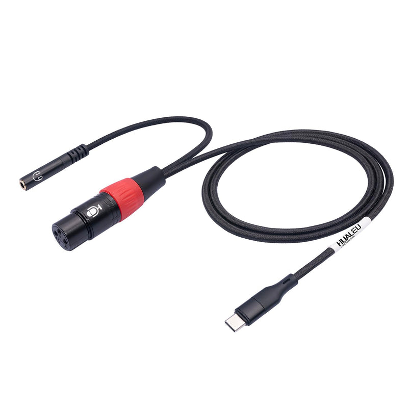 10FT USB C to XLR Female Microphone Cable & 3.5mm (1/8") Female Stereo Out Adapter,USB C to 3.5mm Headphone Cable&XLR Female Microphone Record Cable for iPhone 15 Garageband,Tablet,Laptop 10 feet
