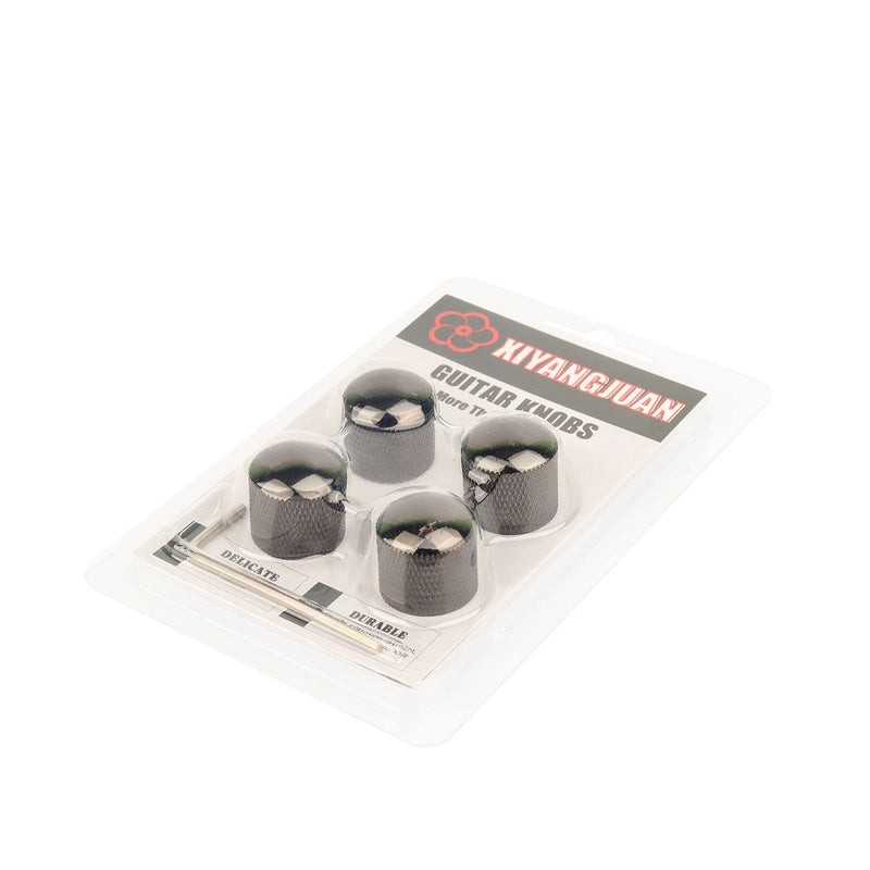 4Pcs Metal Guitar Knobs Volume Tone Control Knobs Dome Knobs with with Allen Keys Screws for Fender Telecaster Gibson Les Paul Electric Guitar Bass (Black) Black